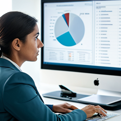 A professional female mental health specialist, fully clothed in a modest business suit, sitting thoughtfully at a clean, modern desk in a well-lit, contemporary office. She is looking at a computer monitor displaying abstract, professional data visualizations related to psychological research. The background is softly blurred, maintaining a focused and professional atmosphere. Professional photography, high-resolution, crisp focus, cinematic lighting, safe for work, appropriate content, perfect anatomy, correct proportions, natural pose, well-formed hands, proper finger count, natural body proportions, family-friendly.
