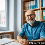 정신건강 전문가 취업 기회 - A professional clinical psychologist in a modern Russian medical clinic setting, sitting comfortably...