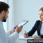 정신건강 상담사 이직 전략 - A professional clinical psychologist in a modern Russian hospital setting, wearing smart business ca...