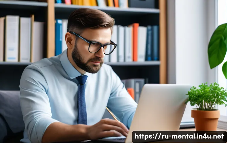 정신건강 전문가 취업 시장 동향 - A modern Russian mental health professional conducting an online therapy session via a sleek laptop ...