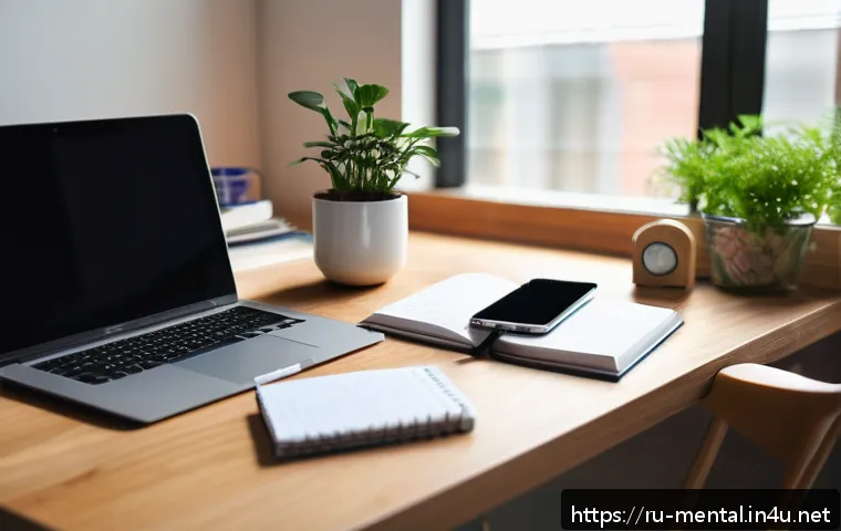 정신건강 자격증 시험 준비의 핵심 포인트 - A focused young adult student sitting at a tidy desk in a cozy, modern home study room filled with b...